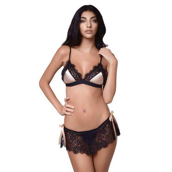 ΣΕΤ BRALETTE ΚΑΙ ΦΟΥΣΤΑΚΙ MILENA ΣΑΤΕΝ ΚΑΙ ΔΑΝΤΕΛΑ