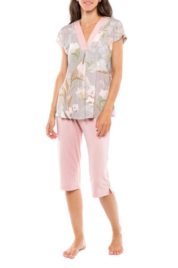 Γυναικεία πιτζάμα κοντο μανικι - καπρι Pink Label S1137