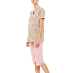 Γυναικεία πιτζάμα κοντό μανίκι - κάπρι Pink Label s1469