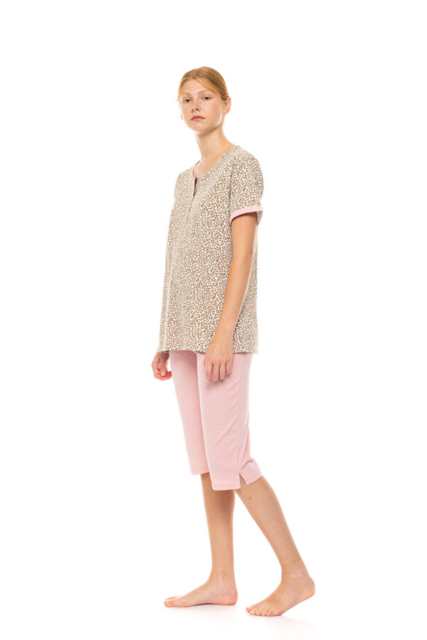 Γυναικεία πιτζάμα κοντό μανίκι - κάπρι Pink Label s1469